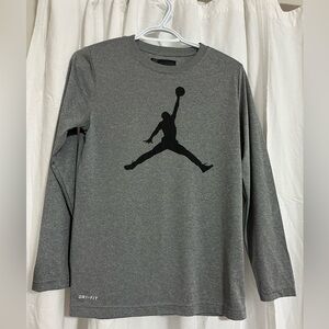 Nike Gray Heather Long Sleeve Tee with Black Jumpman